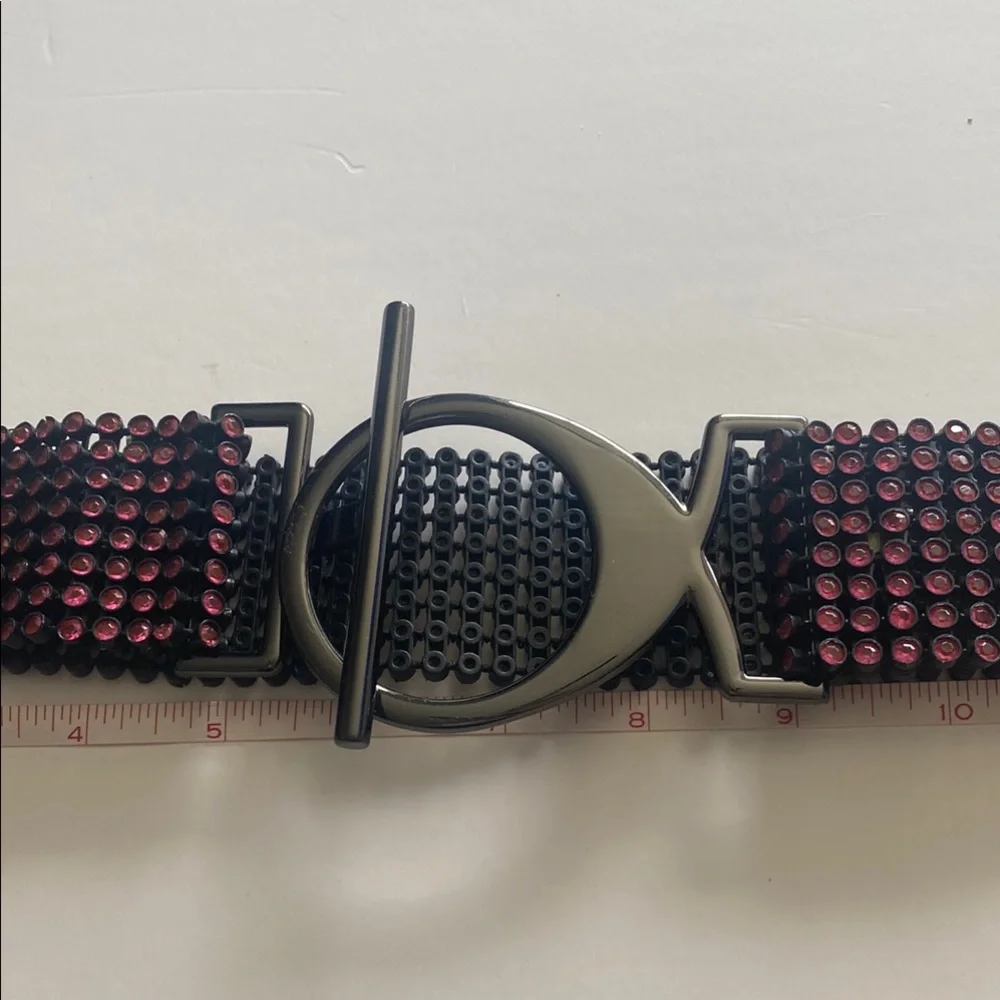 Stylish Black metal, pink Gem Belt